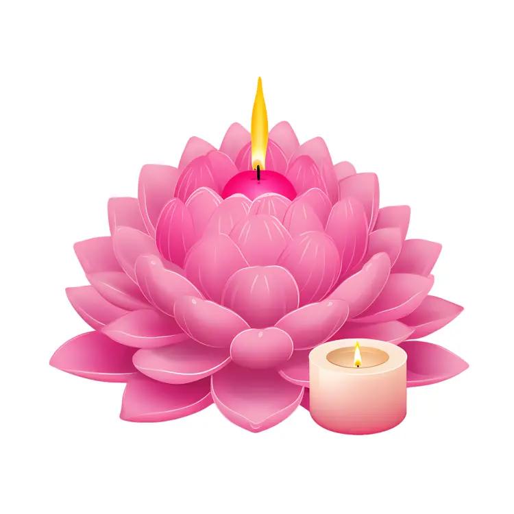 Pink Lotus Candle with Small Candle