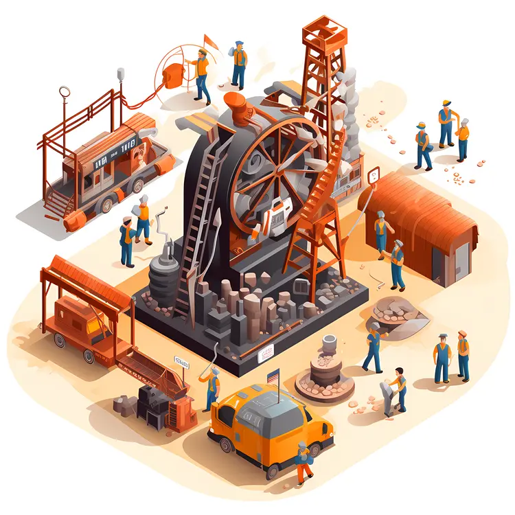 Industrial Mining Site with Workers