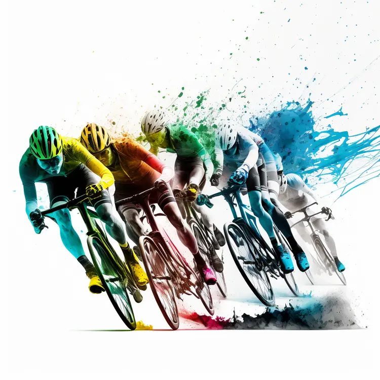 Colorful Cyclists in a High-Speed Race
