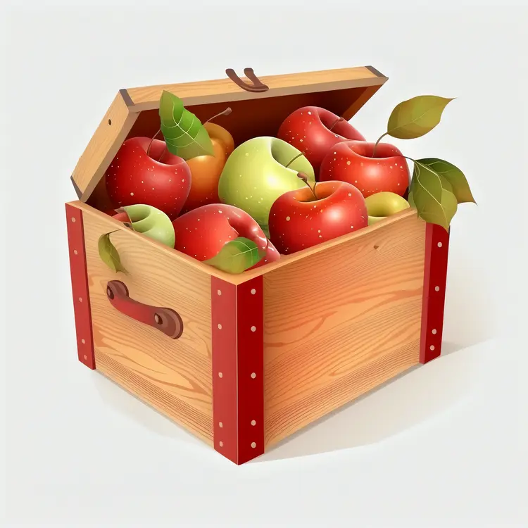 Fresh Apples in a Wooden Box