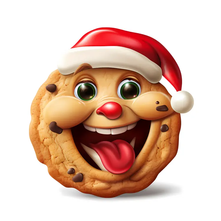 Cookie with Santa Hat for Christmas