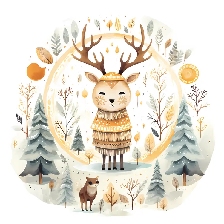Deer in a Forest Scene
