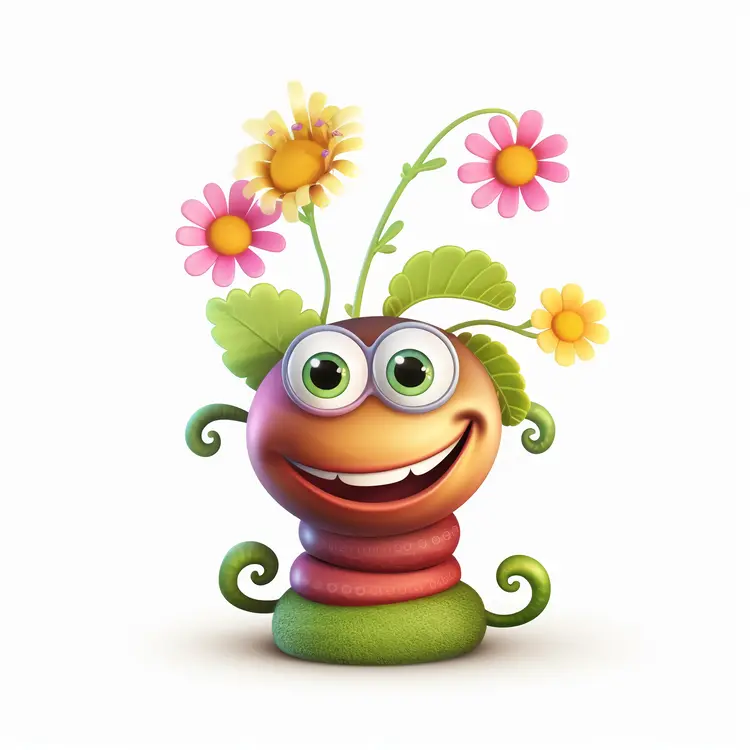 Cute Smiling Cartoon Flower Pot