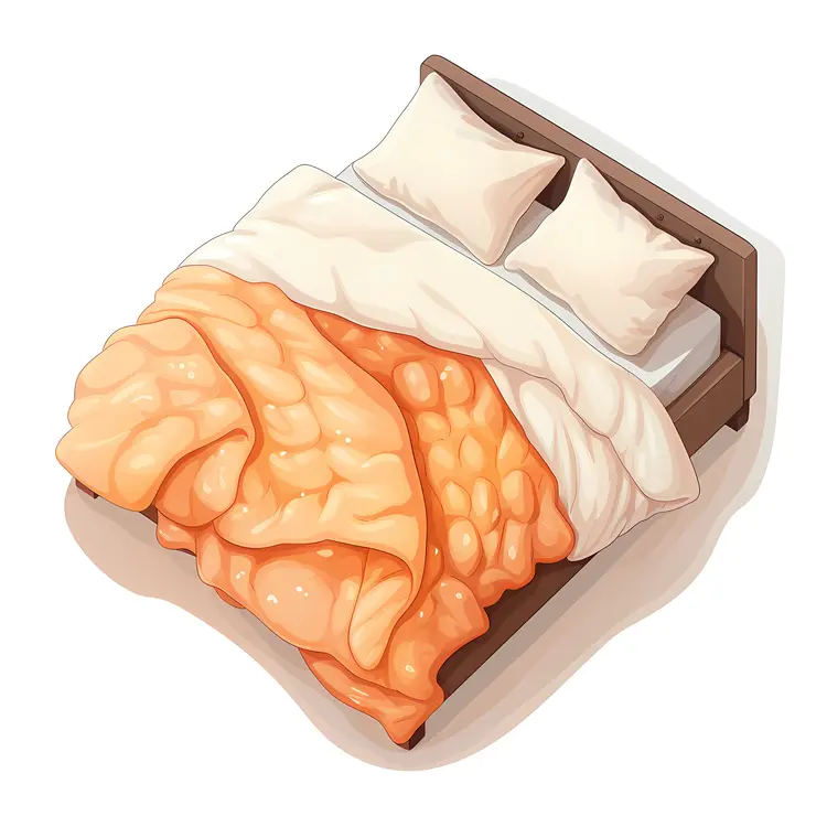 Bed with Orange and White Bedding