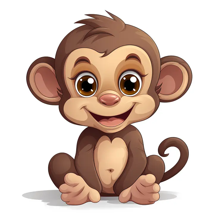 Happy Sitting Baby Monkey