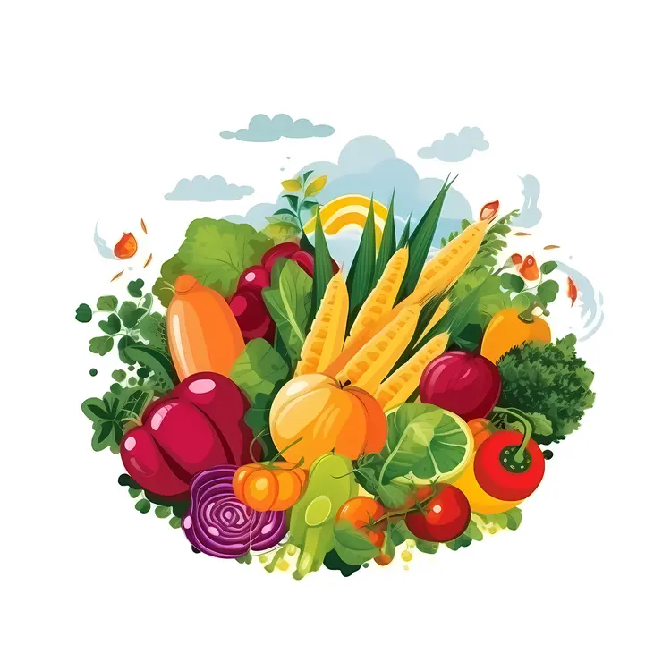 Colorful Vegetables Illustration for Healthy Eating Concept