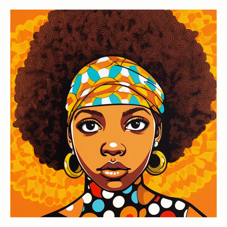 Vibrant Afro Woman Portrait with Colorful Headscarf