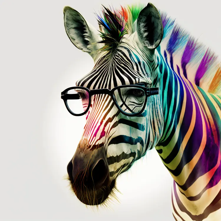 Colorful Zebra with Glasses