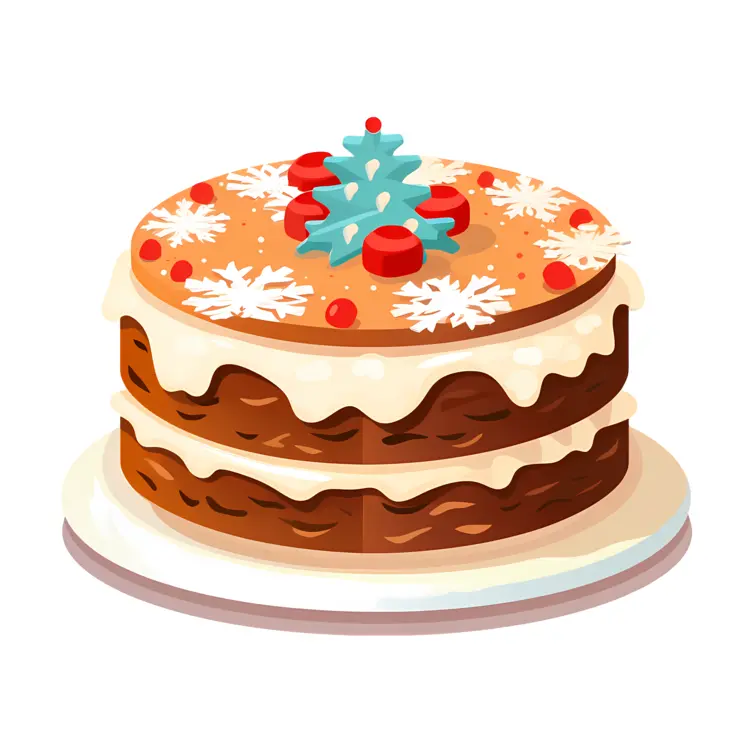 Christmas Cake with Snowflakes and Icing