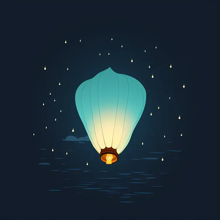 Sky Lantern in Night Sky