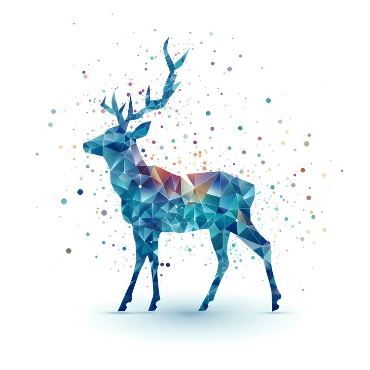 Geometric Deer with Starry Background