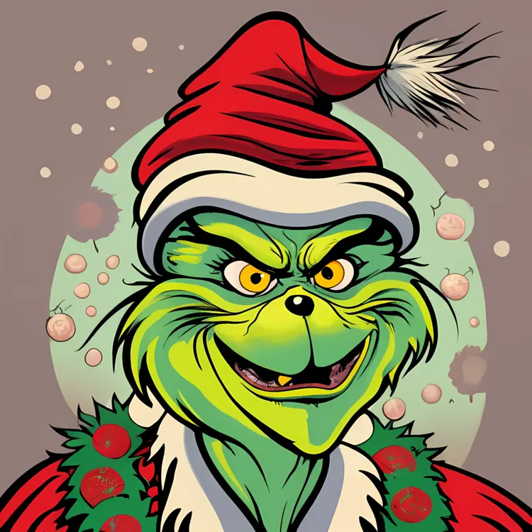 Grinch in Santa Hat with Red Coat