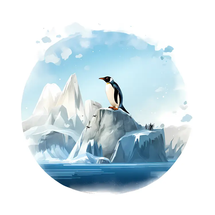 Penguin on Rock by the Ocean