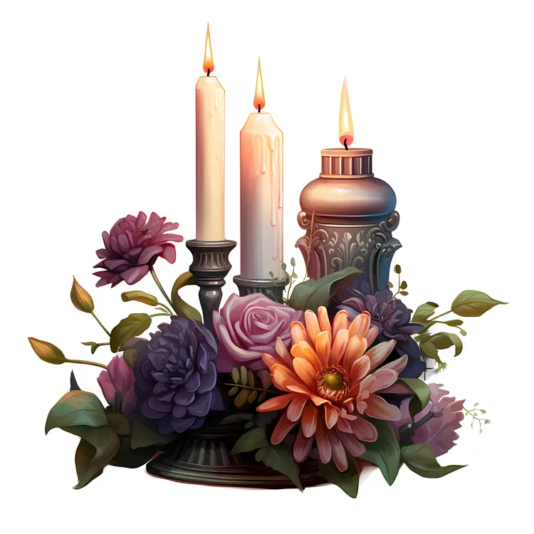 Candles with Elegant Flowers