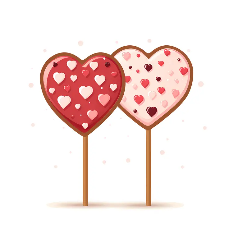 Two Heart-shaped Cookies on Sticks