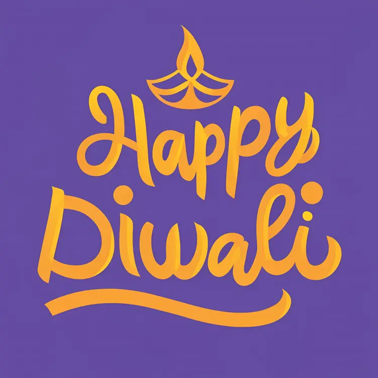 Happy Diwali Text with Lamp