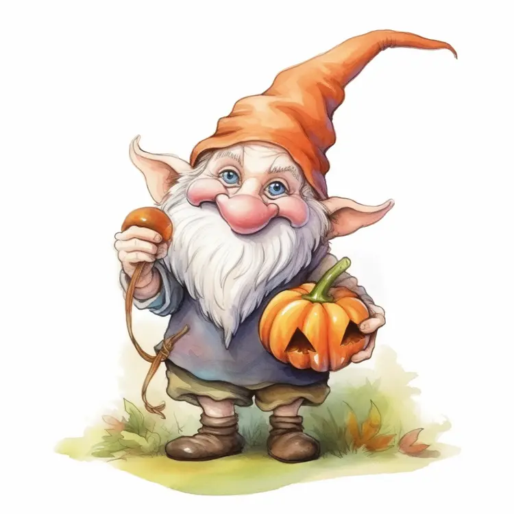 Cute Gnome with Pumpkin for Halloween