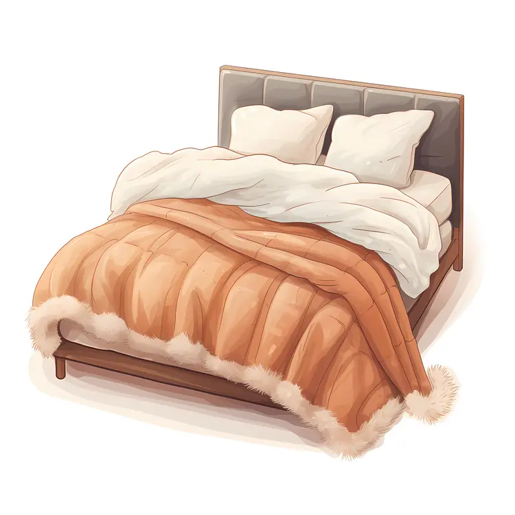 Bed with Fur-Trimmed Blanket