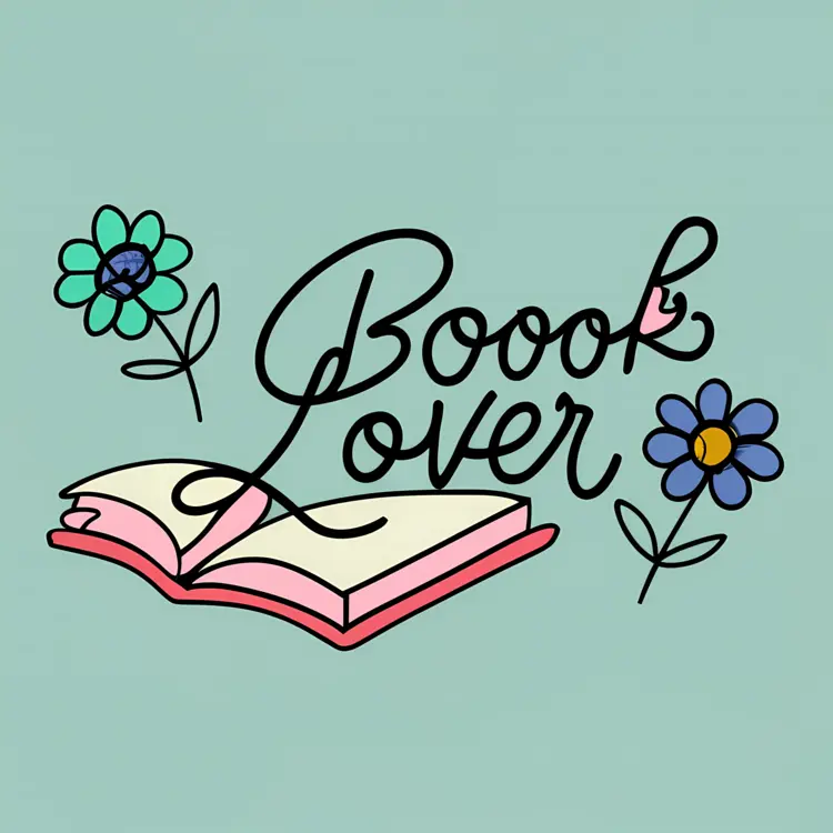 Book Lover Typography with Flowers