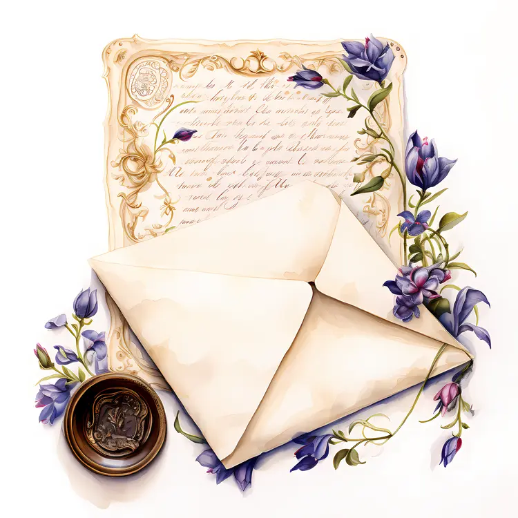 Envelope with Letter and Flowers