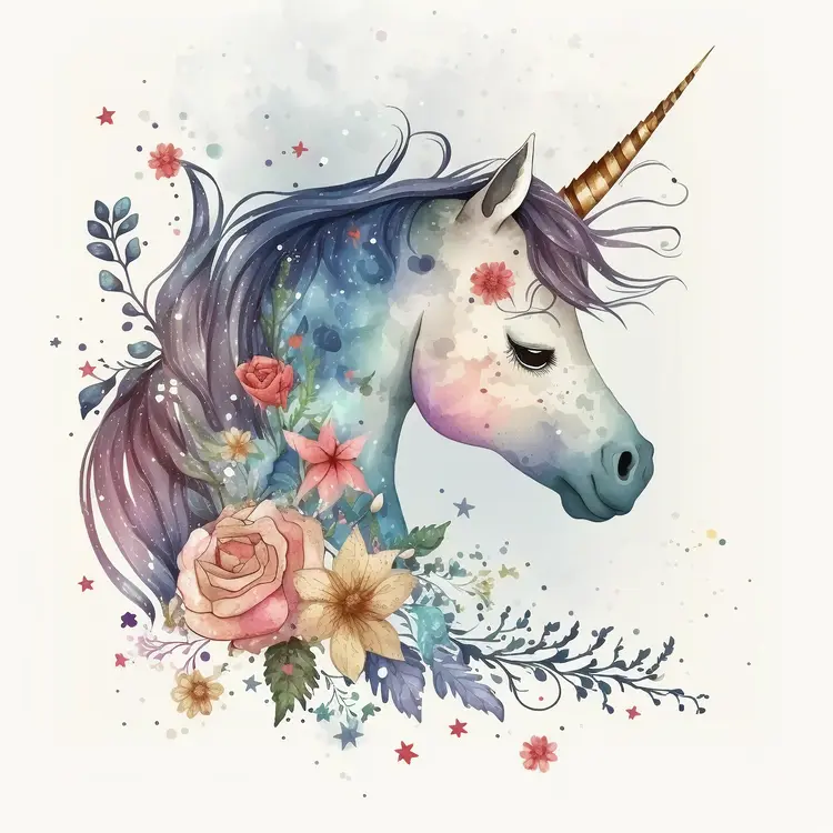 Beautiful Unicorn with Floral Decorations