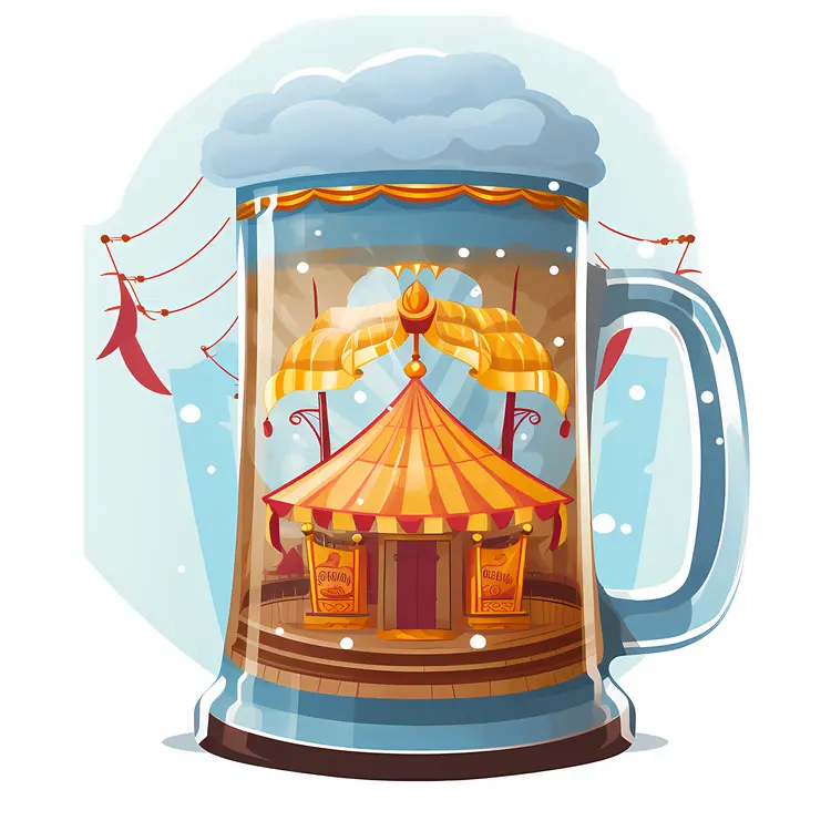 Circus Tent Inside a Beer Mug Illustration