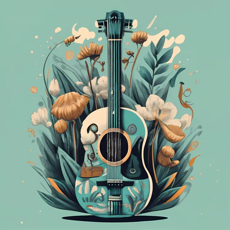 Floral Guitar Illustration