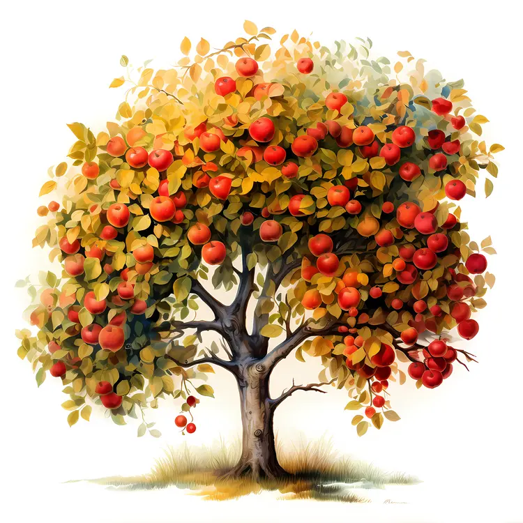 Apple Tree with Red Apples