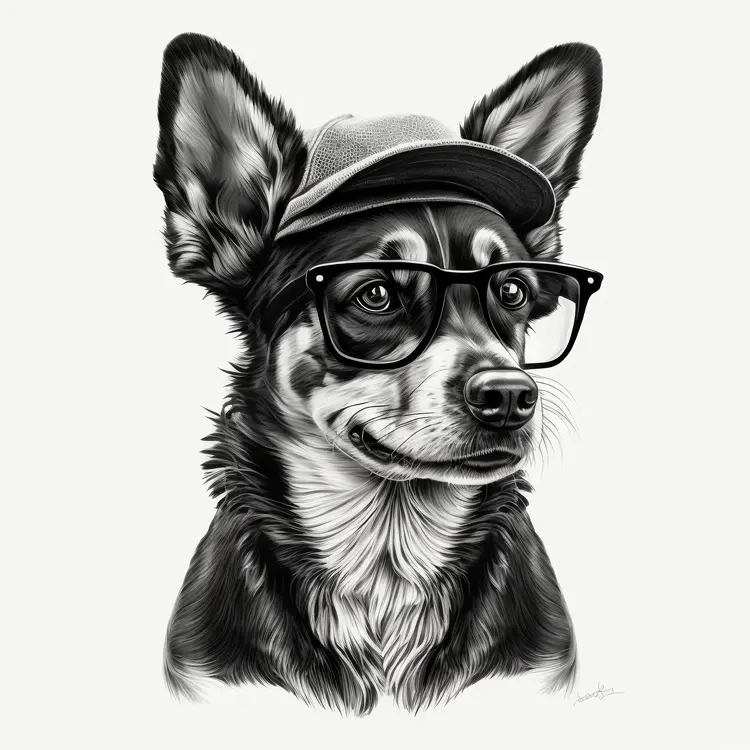 Stylish Dog with Glasses and Hat