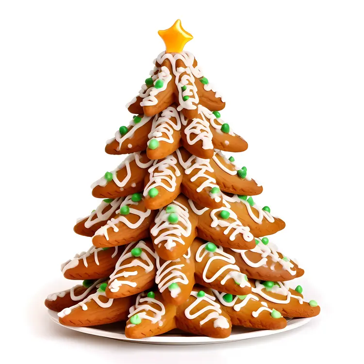 Gingerbread Christmas Tree with Green and White Icing