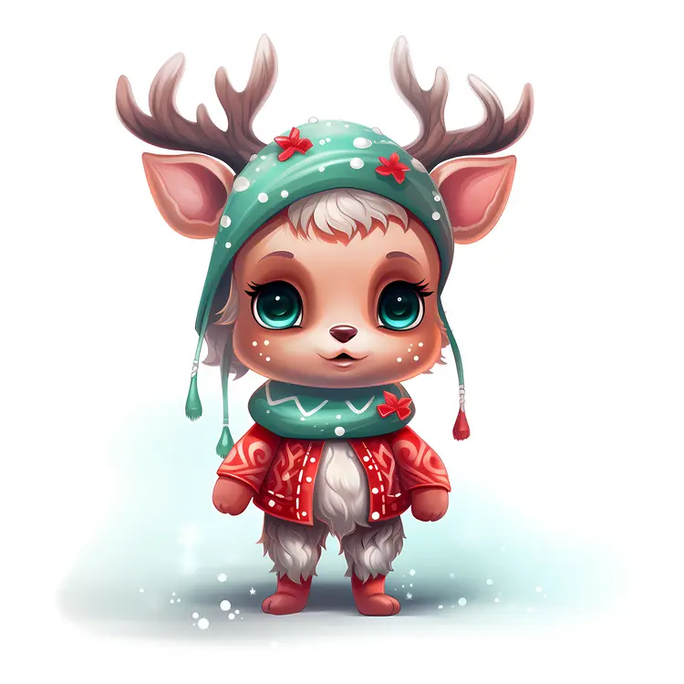Cute Deer in Red Jacket