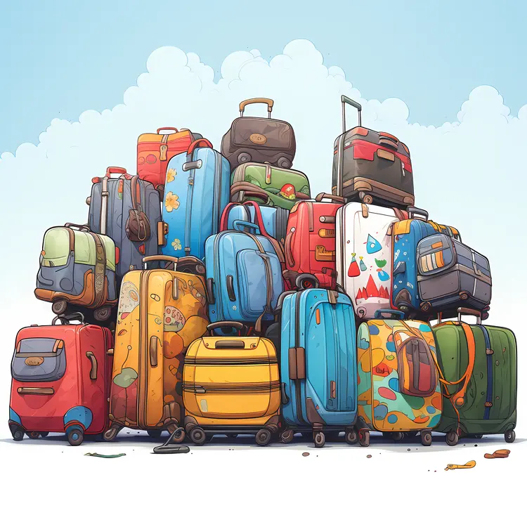 Colorful Pile of Suitcases