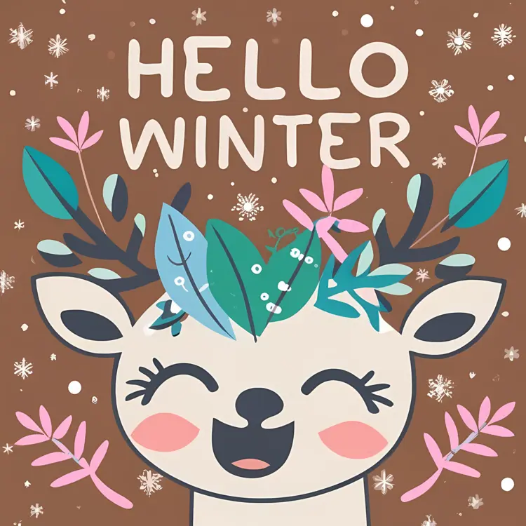 Cute Deer Saying Hello Winter