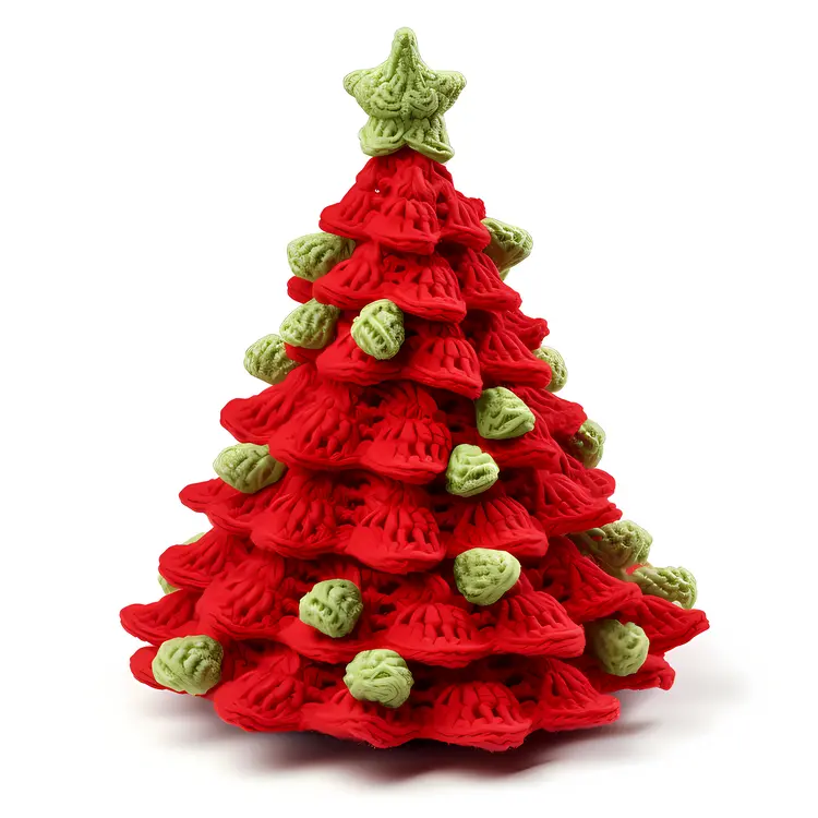 Red Christmas Tree with Green Ornaments