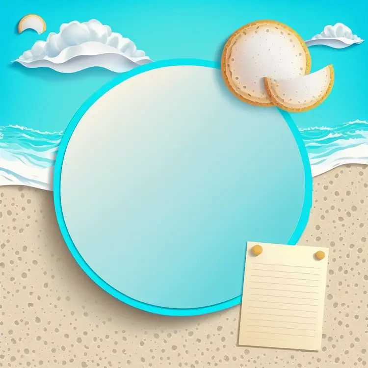 Circular Note on a Summer Beach Background
