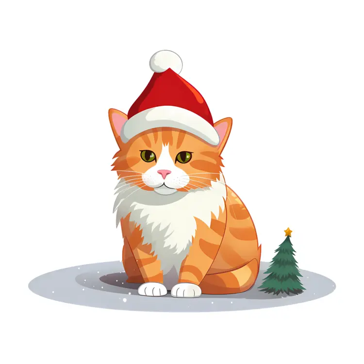 Cute Christmas Cat with Santa Hat