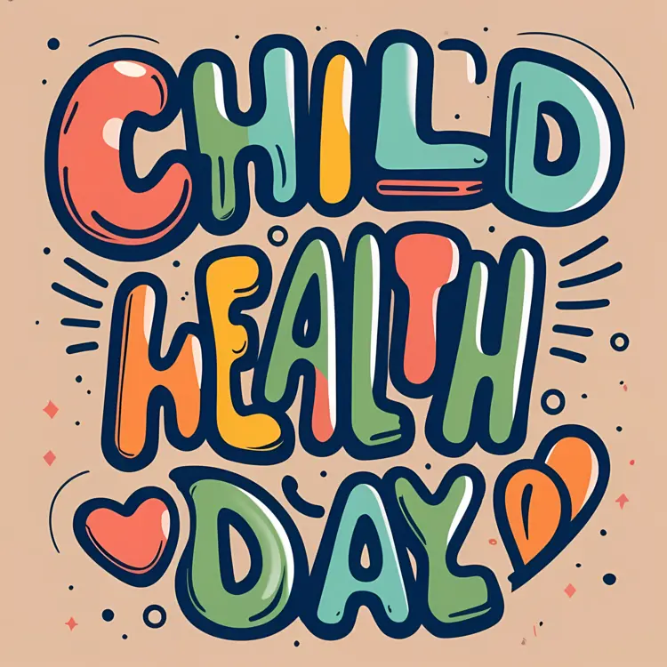Colorful Child Health Day Text
