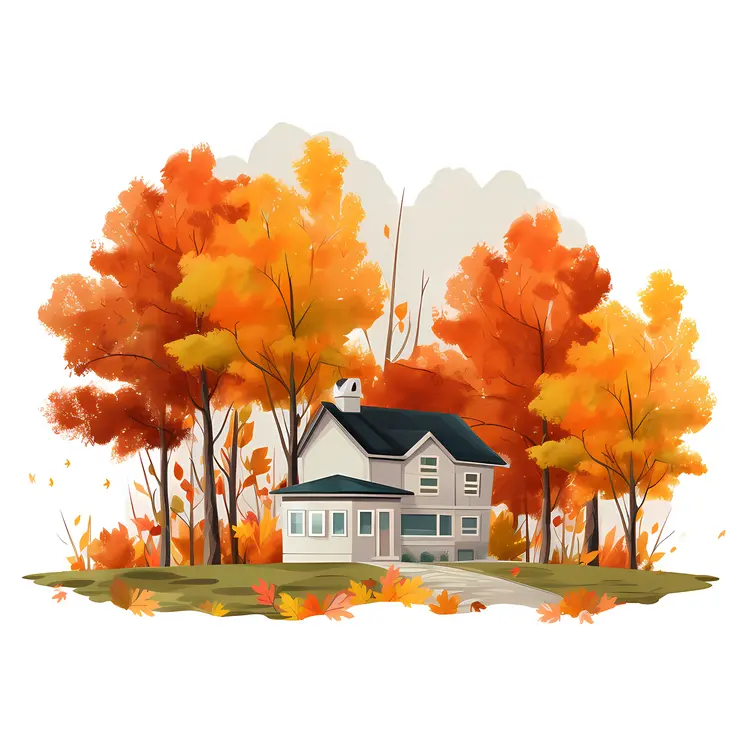 Small house in a fall setting