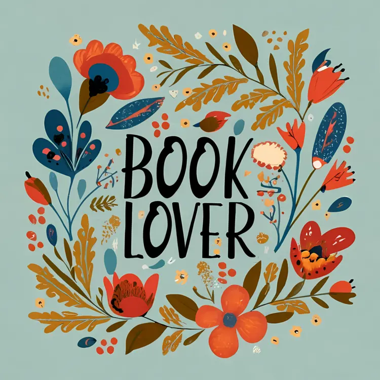 Book Lover with Floral Wreath