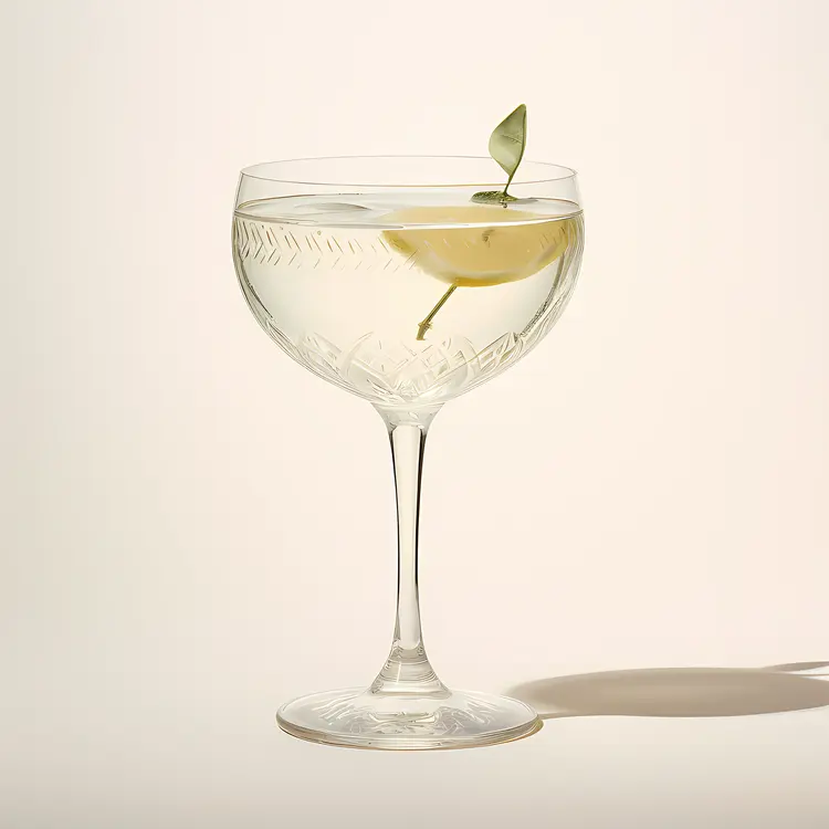 Elegant Cocktail Glass with Lemon Slice and Olive