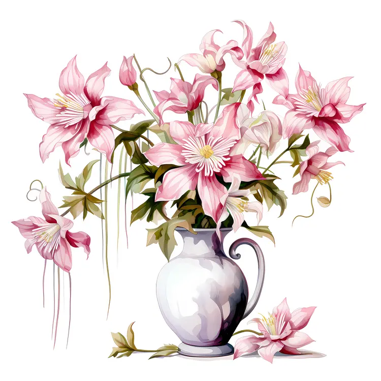 Pink Flowers in a White Vase