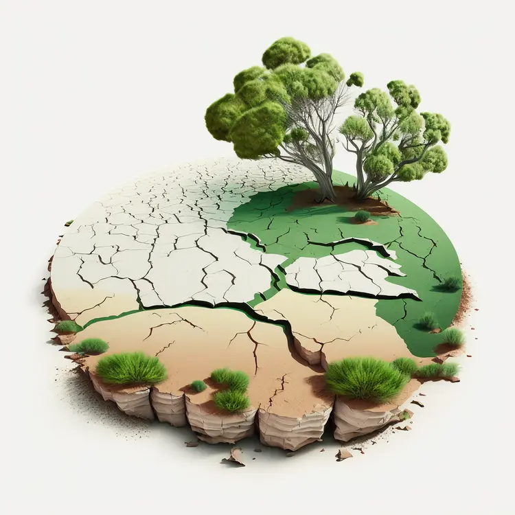Cracked Earth and Climate Change Illustration