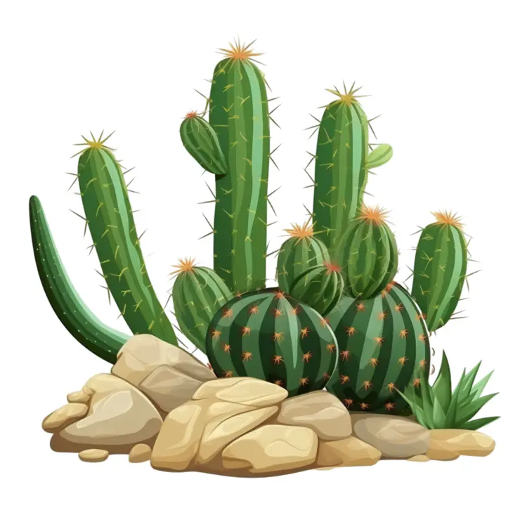 Green Spiky Cactus Cluster