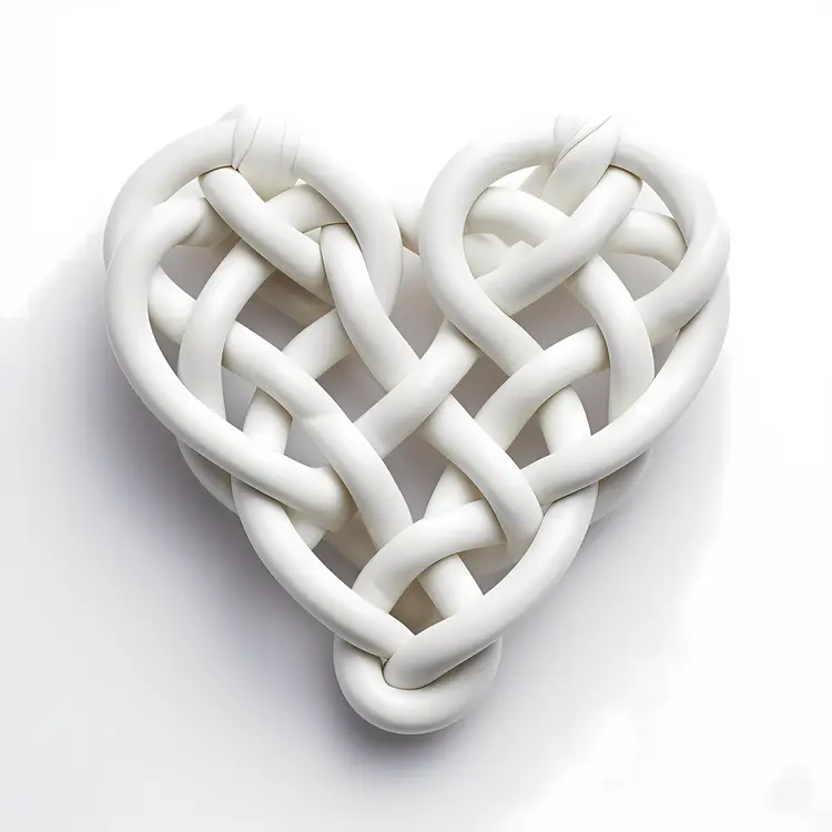 White Intricate Knotted Heart