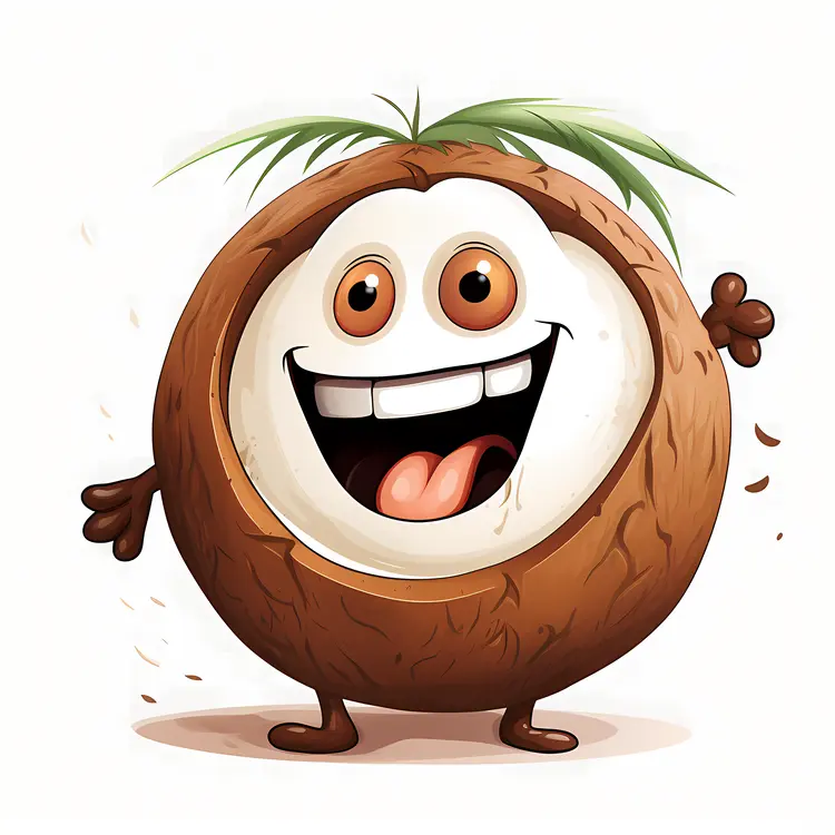 Cheerful Cartoon Coconut