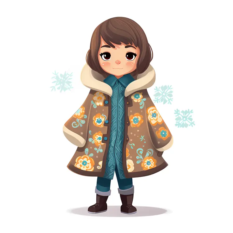 Cute Girl in Brown Winter Coat