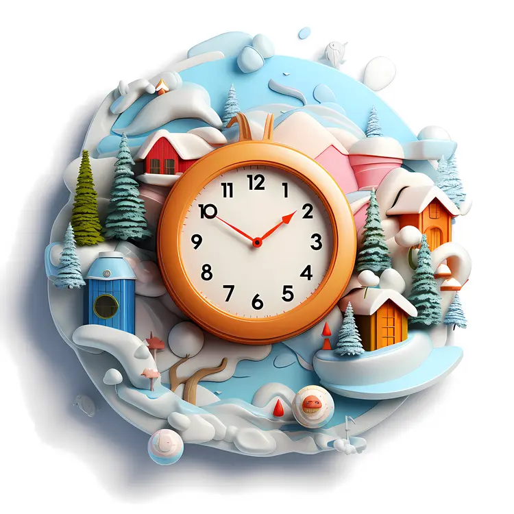 Winter Wonderland Clock with Snowy Houses