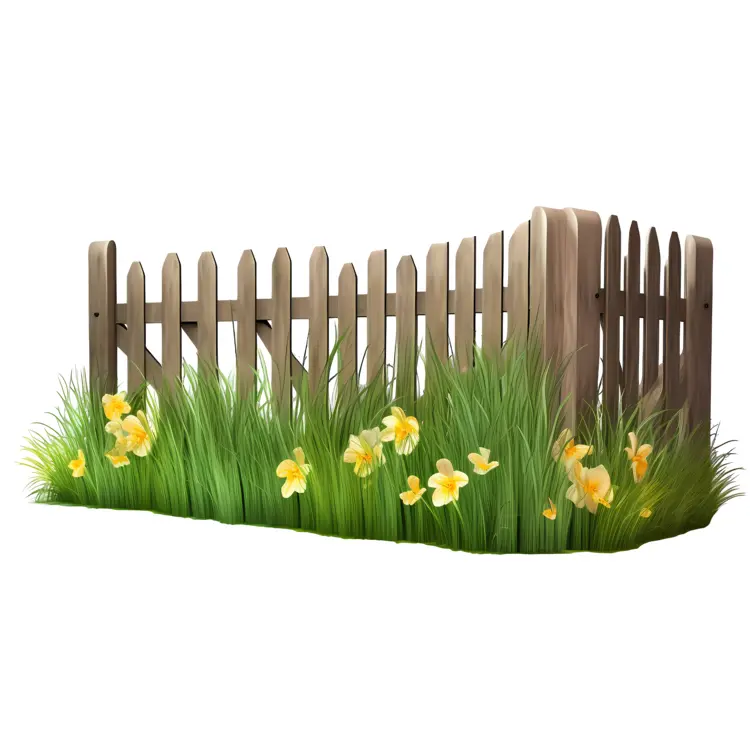 Wooden Fence with Yellow Flowers