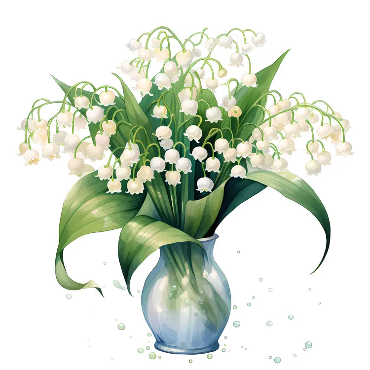 Lily of the Valley in Blue Vase