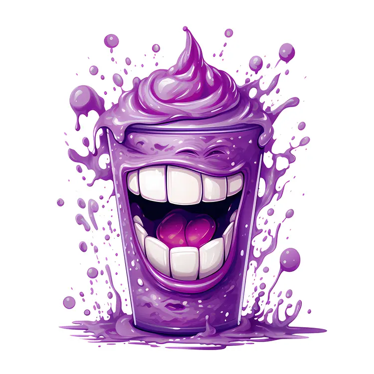 Funny Purple Milkshake Cartoon